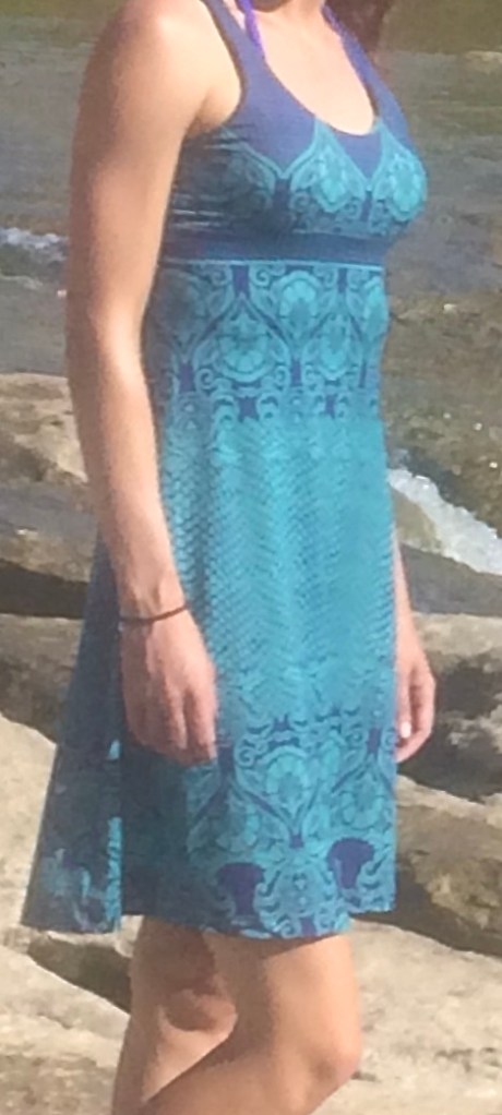 Stolen PrAna "Holly" blue print open back athletic dress