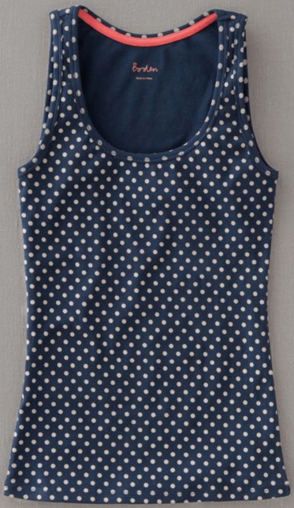 Stolen Boden Essential Tank Top, Navy / Ivory Spot, blue with white polka dot, size 4