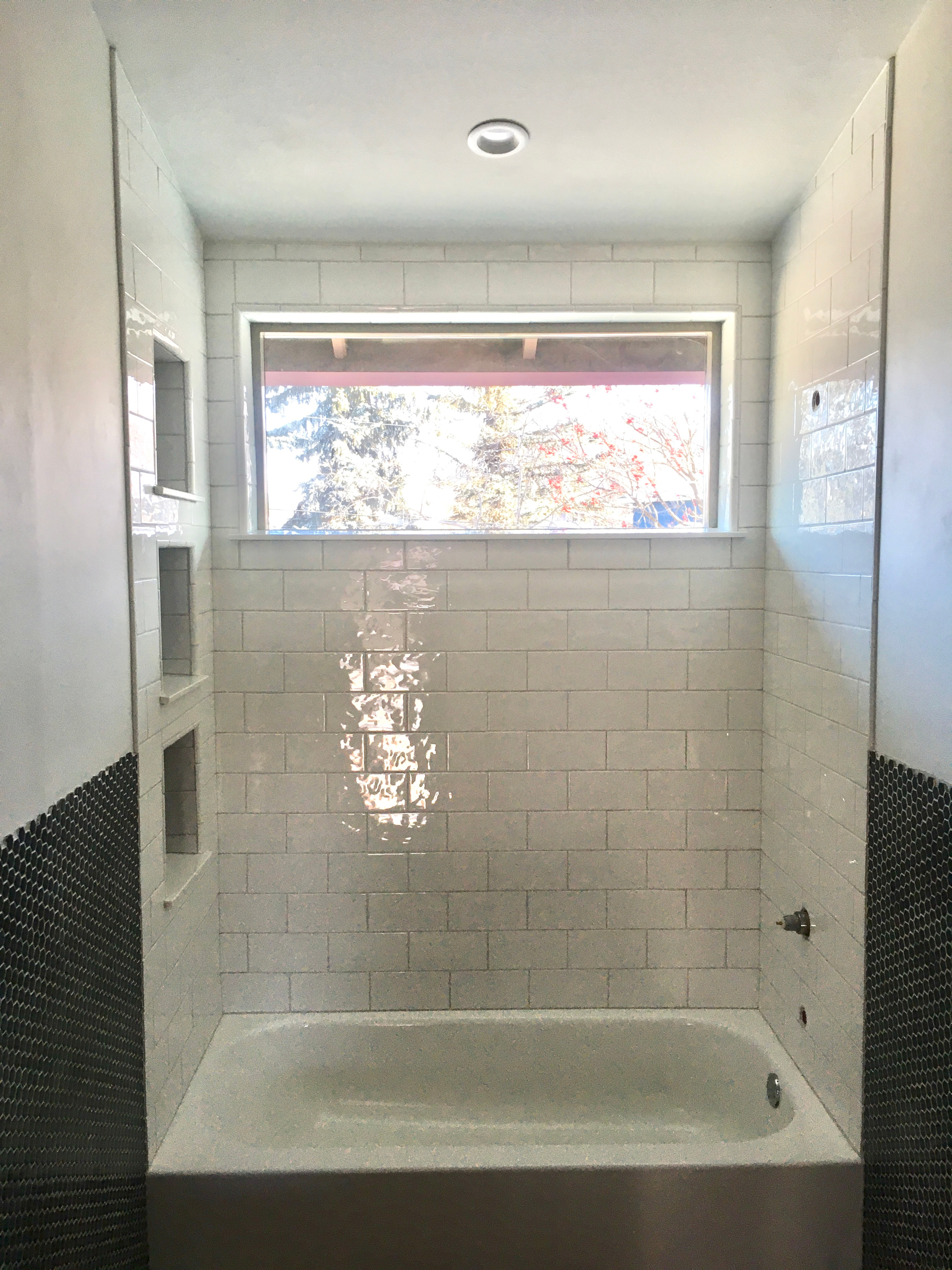 upstairs shower after tiling